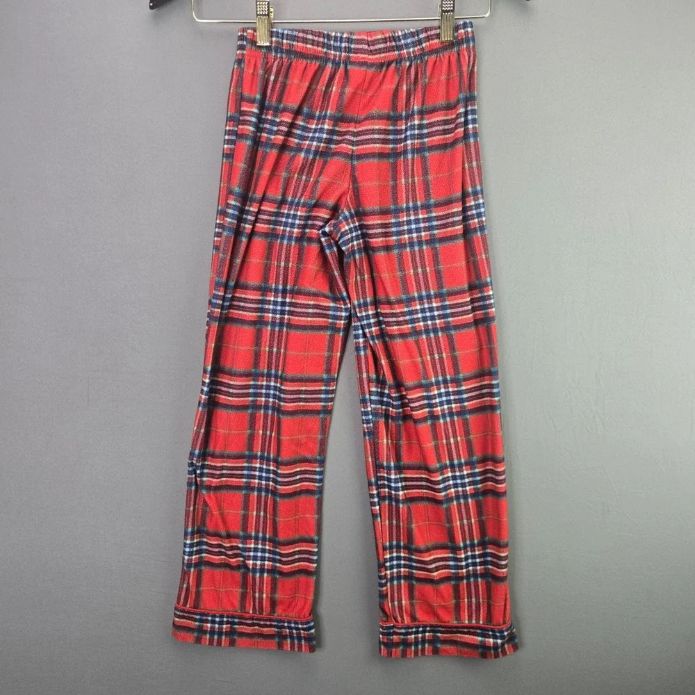 Wondershop Pajama Pants Kids M Red Plaid Fleece Sleepwear Holiday Cozy Bottoms